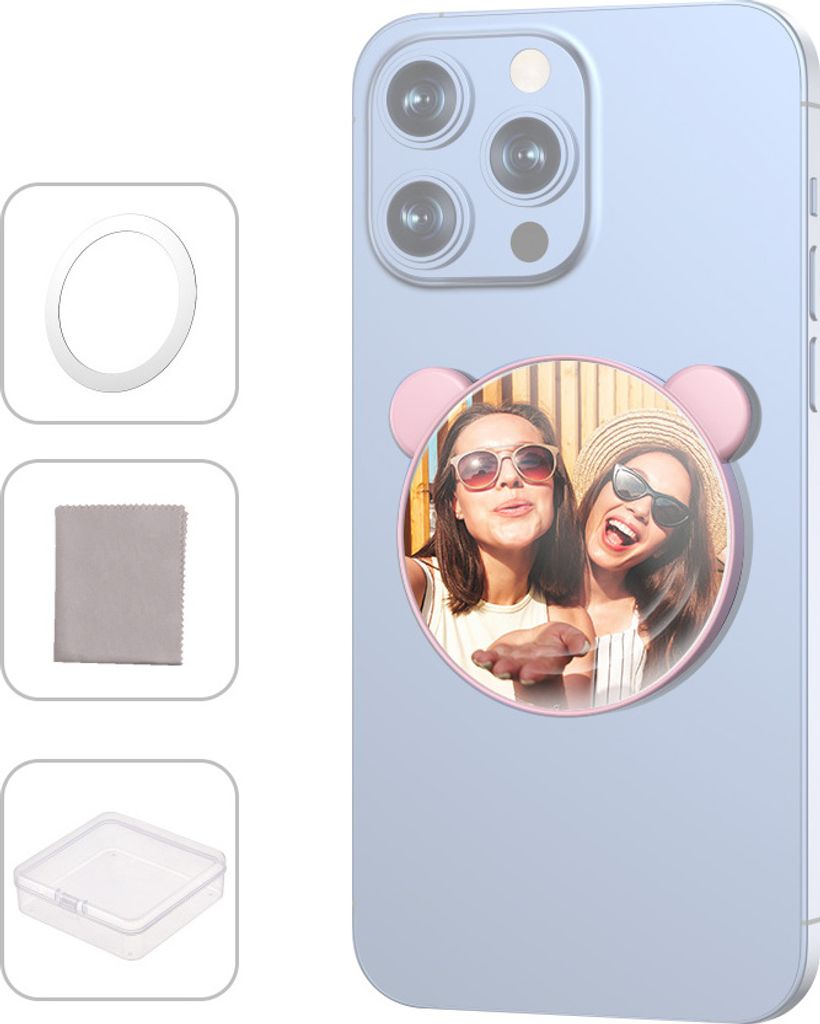 Universeller magnetischer Selfie-Spiegel fuer die Rueckkamera des Telefons. Universeller Telefon-Selfie-Spiegel als Ersatz fuer iPhone 15/14/13/12,...