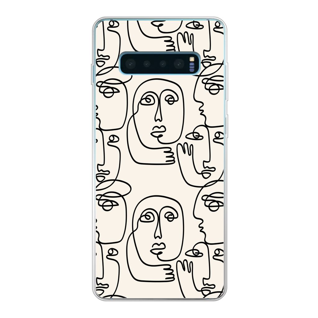 MuchoWow Handyhülle Schutzhülle Hülle für Samsung Galaxy S10 Lite Gesicht - Muster - Strichzeichnung Silikon Softcase Handy Hülle - Schutz