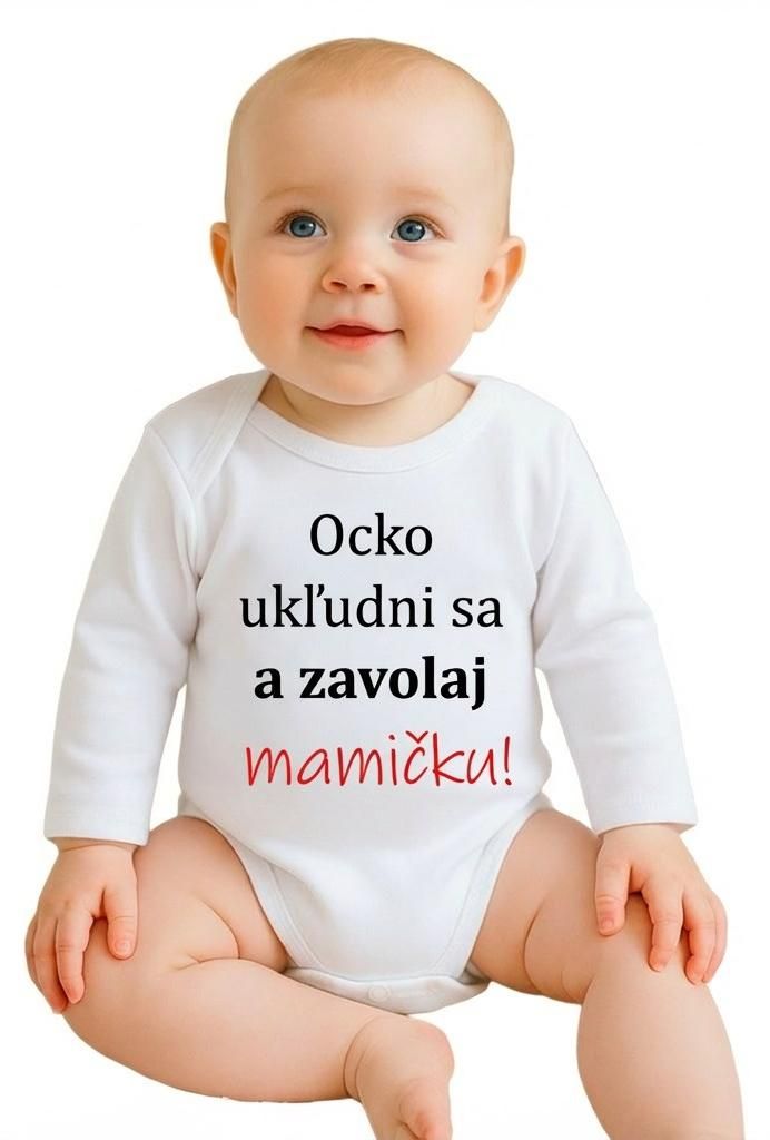 Baby Body Gr. 80 (9-12m) mit langen Ärmeln und lustigem Spruch 'Daddy beruhigen und MOM rufen!'