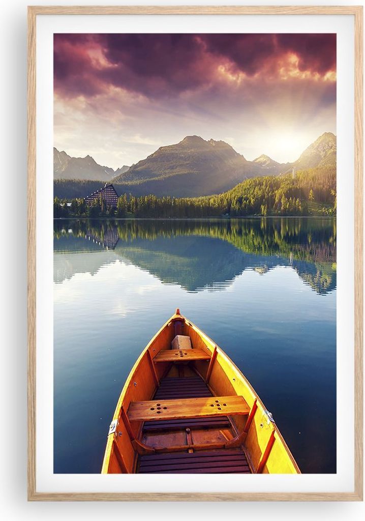 Gerahmtes Poster - Rahmen in heller Eiche - See Natur - 61x91,5 cm - Wand Bild - Wanddeko - Wandbilder - Kunstposter - Wandposter - Bilderrahmen - ...