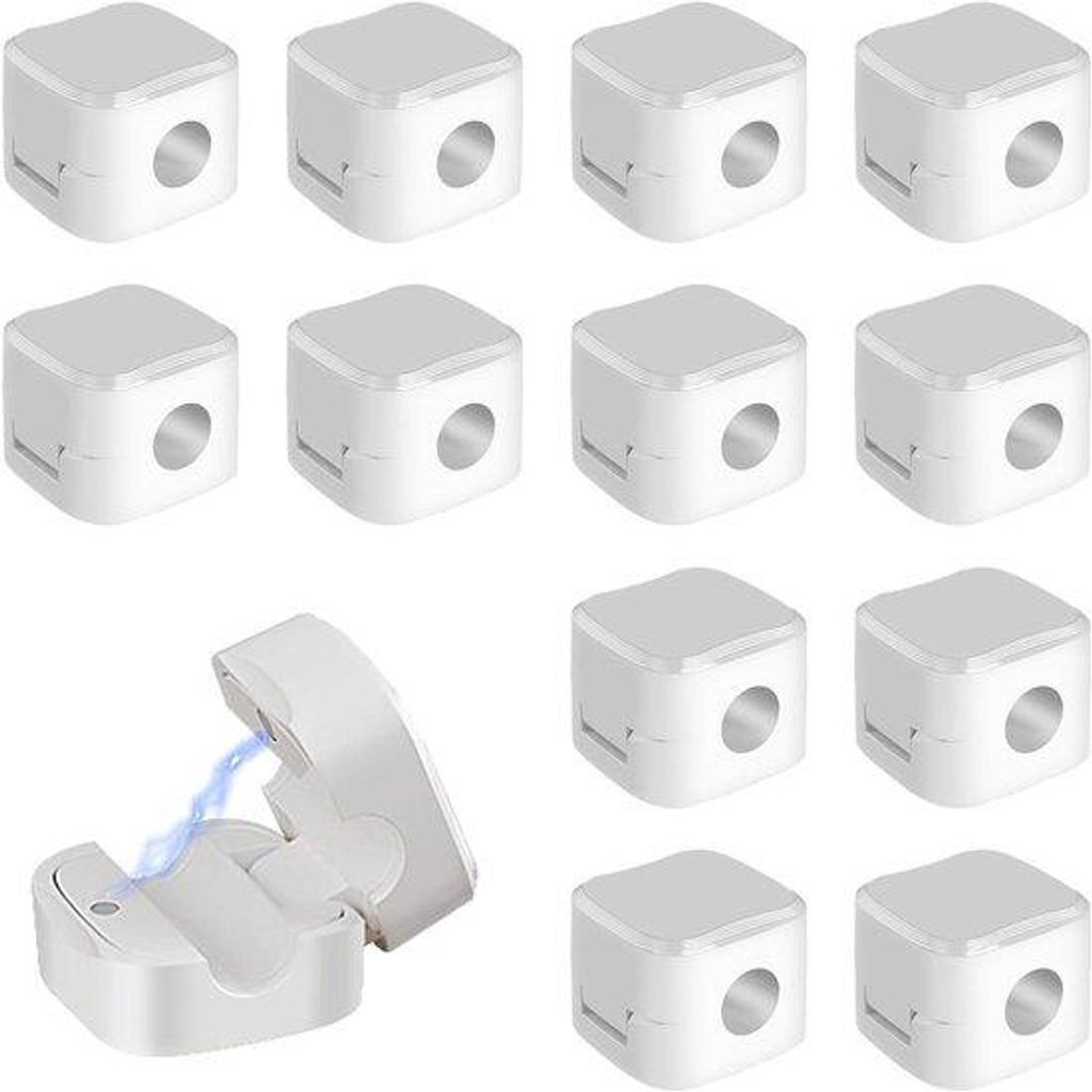 Magnetische Kabelhalter 12er Set - Verstelbares Kabelmanagement für Telefon und USB - Küchen- und Nachtlichtschrank - Bürobedarf