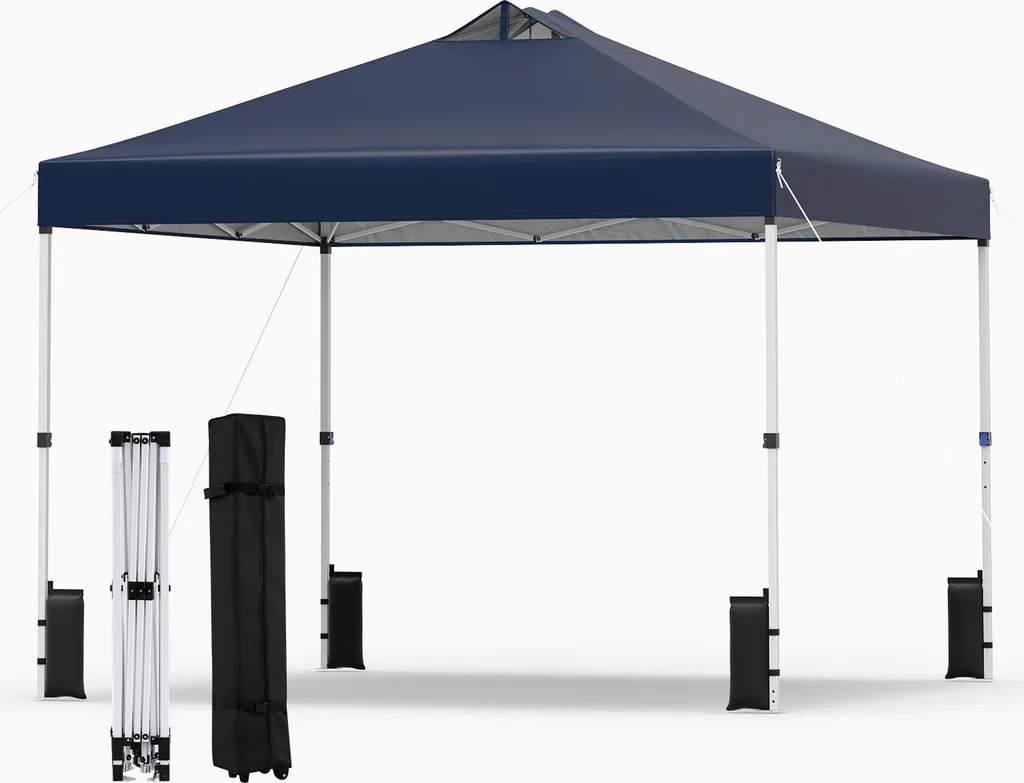 Pavillon Pop-up 3x3 m Montage Rapide et Stable avec Lestage et Roulettes