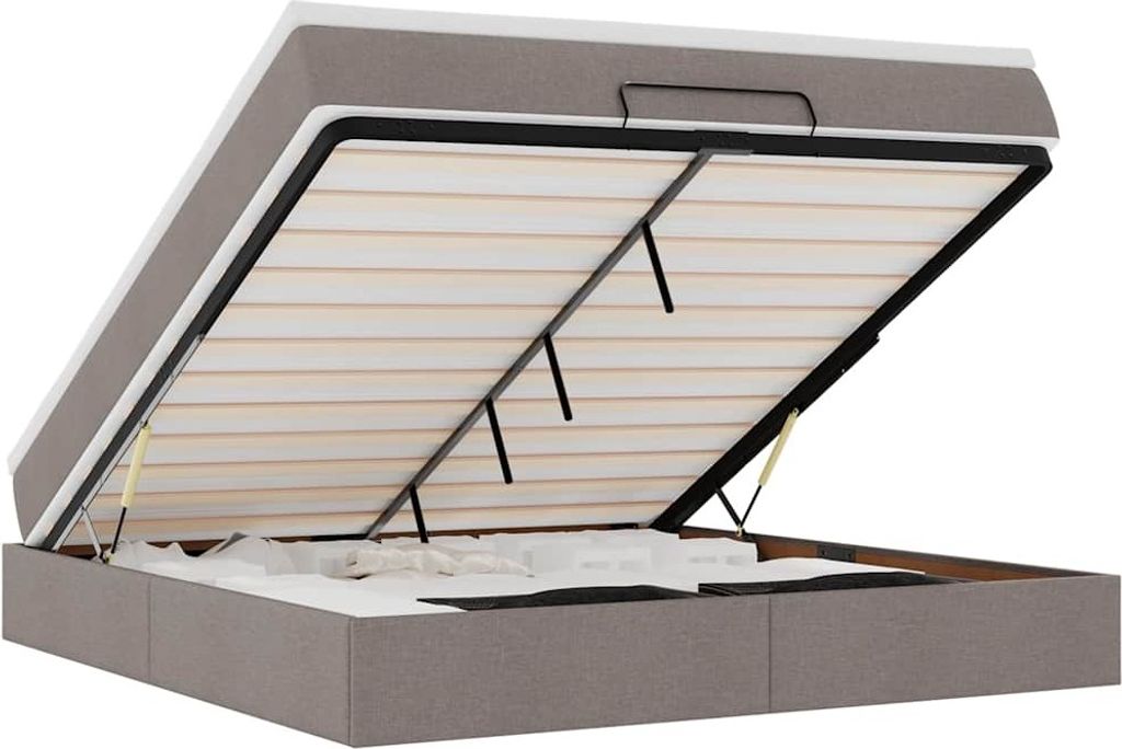 Ottoman-Bett mit Matratze Taupe 180x200 cm Stoff