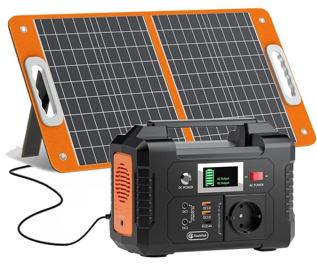 E200 - Tragbare Powerstation/Solargenerator - 172,8 Wh - 200 W AC - 230 V EU - DC 9–12 V/10 A 120 W - Li‐Ion - Solarpanel inklusive