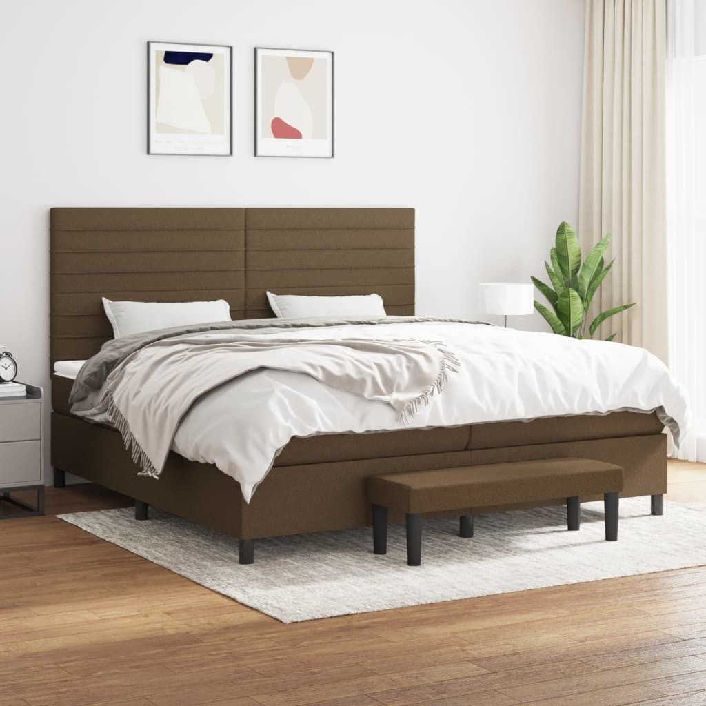 The Living Store Boxspringbett mit Matratze Dunkelbraun 200x200 cm Stoff