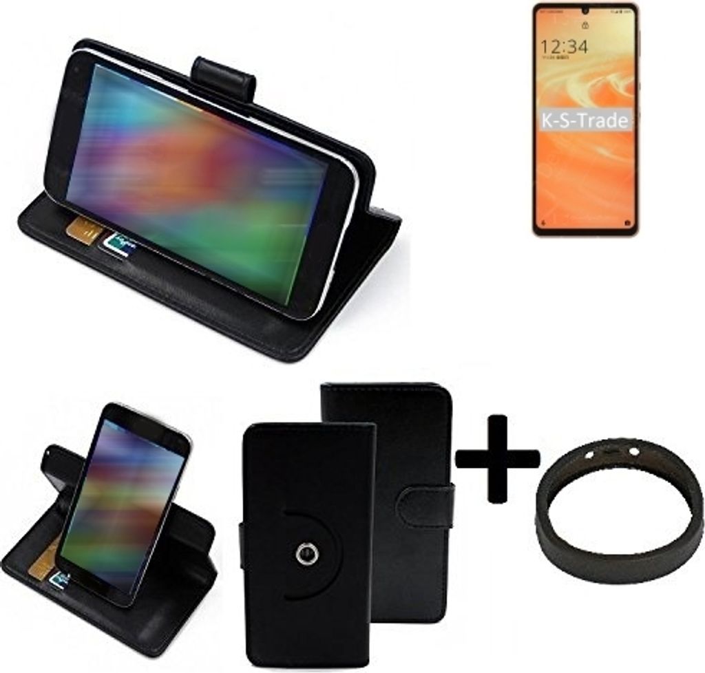 K-S-Trade Case Schutz Hülle kompatibel mit Sharp Aquos Sense6 + Bumper Handy Hülle Flipcase Smartphone Cover Handy Schutz Tasche Walletcase schwarz