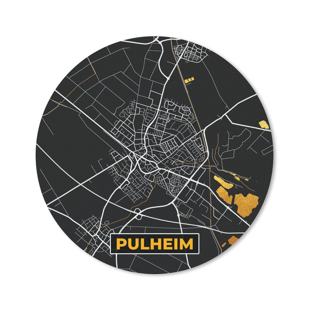 MuchoWow Mauspad Mousepad Karte - Stadtplan - Pulheim - Deutschland - Gold 20x20 cm - Mousepads - Maus Mat - Pad - Mausunterlage - Schreibtischmatte