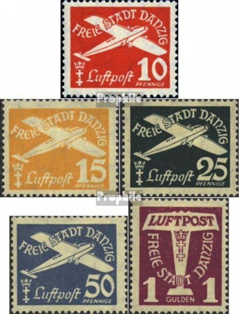 Briefmarken Danzig 1935 Mi 251-255 (kompl.Ausg.) mit Falz Flugpost
