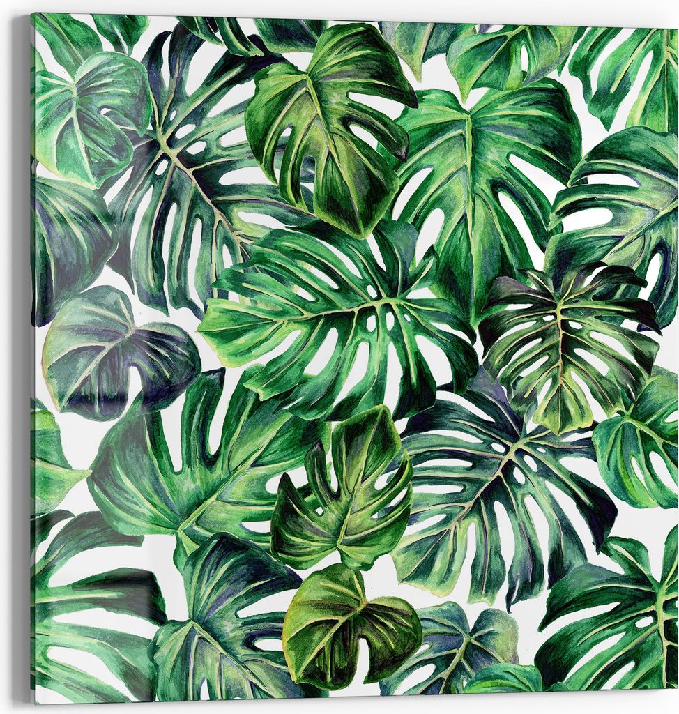 DEQORI Magnettafel Glas 50x50 cm 'Tropisches Flair' beschreibbar Whiteboard Pinnwand Küche