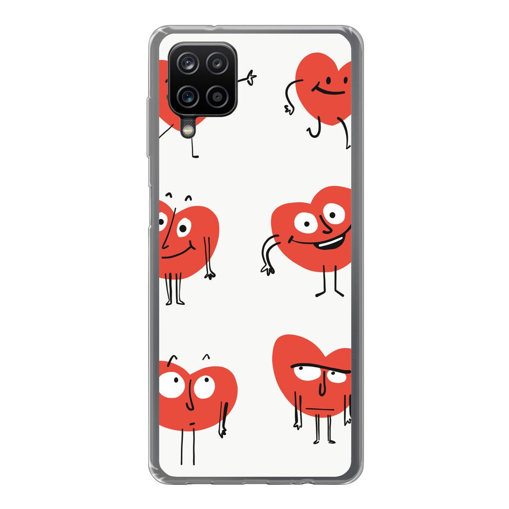 MuchoWow Handyhülle Schutzhülle Hülle für Samsung Galaxy A12 Eine Illustration von neun Herzen mit Emotionen Silikon Softcase Handy Hülle - ...