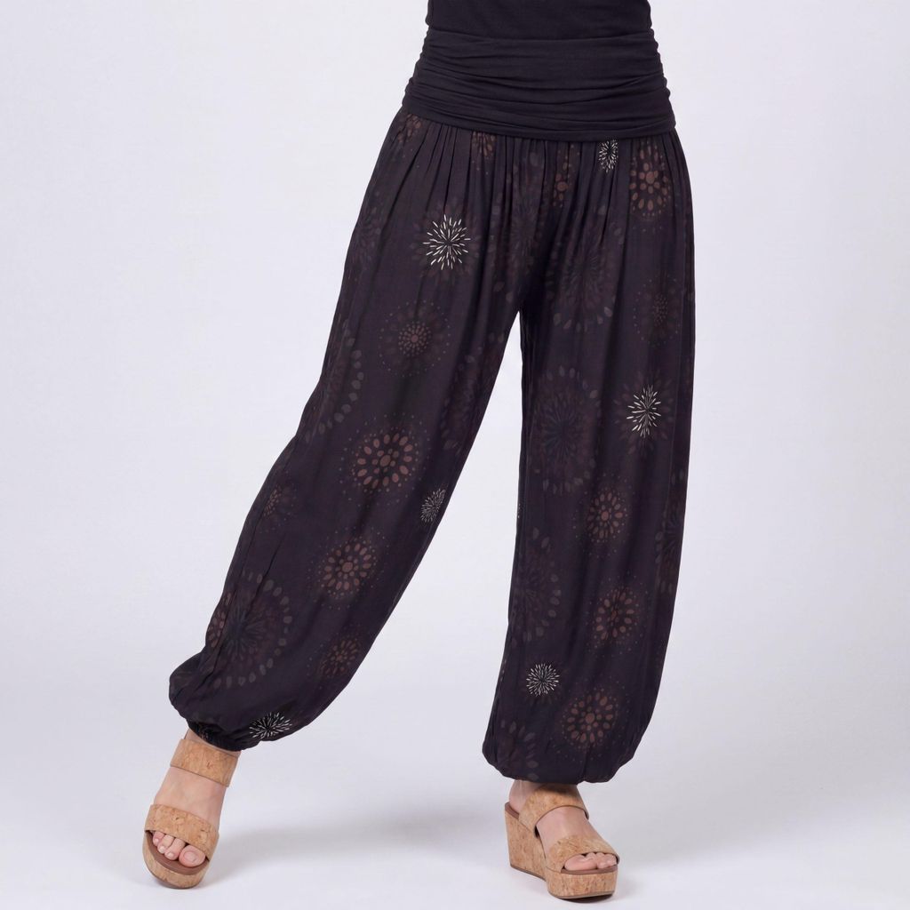 Haremshose Damen weite Hose mit Gummizug Sommerhose Gr. 36 Produktbild 