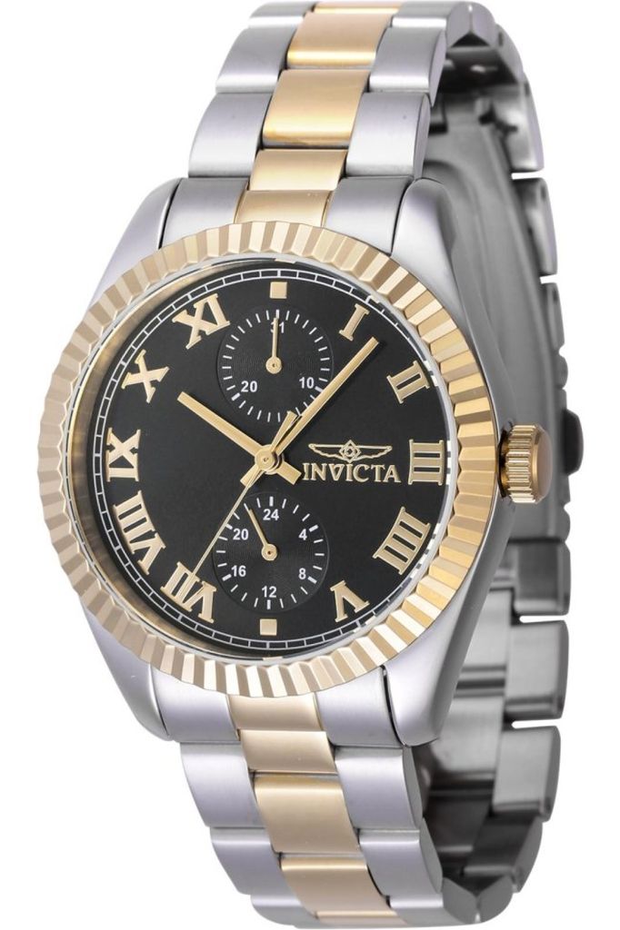Invicta Specialty 47439 Damen Uhr - Quartz Bewegung - Edelstahl mit Schwarzem Zifferblatt - 36 mm