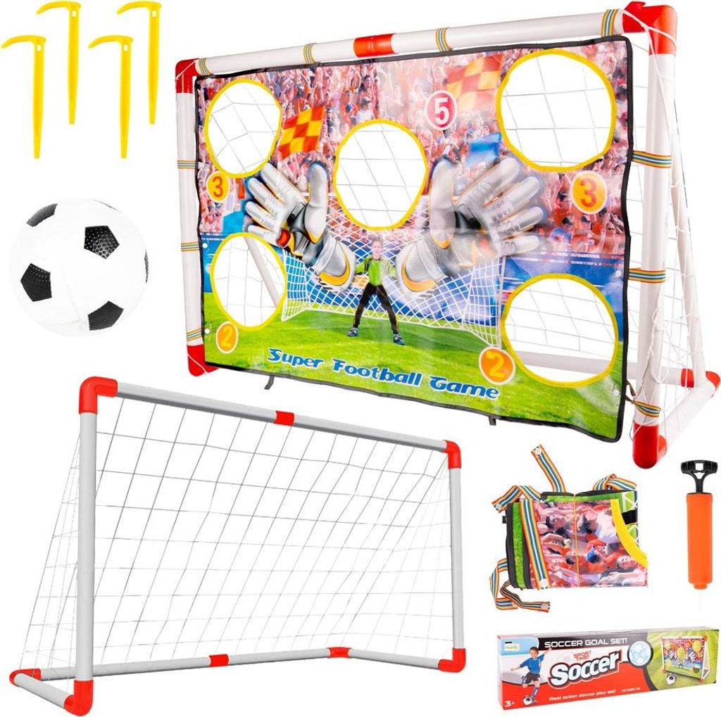 Malplay Tragbares Fußball Trainingstor mit Mesh, farbige Matte mit Löchern ab 3 Jahren Geschenk