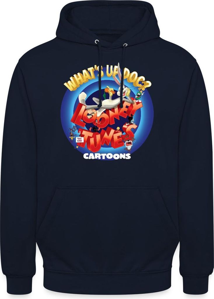 Spreadshirt Looney Tunes Cartoons Logo Bugs Bunny Uni Hoodie, XXL, Navy