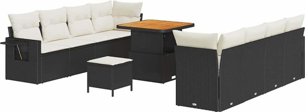 "SALE 2026" Garten-Sofa-Set mit Speicher 11er Set,multifunktional& Moderne - Schwarz Poly Rattan - Gartenmöbelset DE6421200