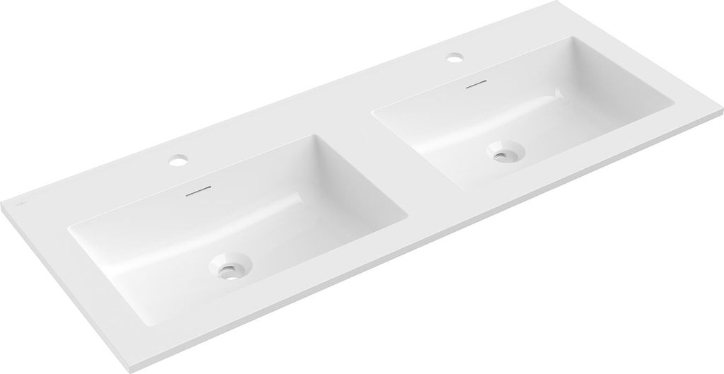 Mexen Otis Eingelassene Doppelwaschbecken 121 x 46,5 cm, weiß glanz - 25181200D