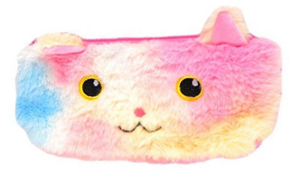 Plüsch-Federmäppchen, süße Katze, Laserfarbe, hohe Kapazität, für Kinder, Studenten, Bürobedarf, runder Augenstil
