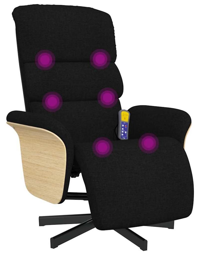 vidaXL Massagesessel mit Fußteil Schwarz Stoff