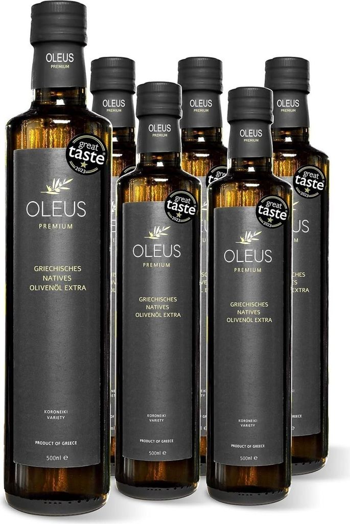 Oleus griechisches Olivenöl extra nativ kaltgepresst | frische Ernte, mild-fruchtig | 3 Liter aus Griechenland (6x 500ml)