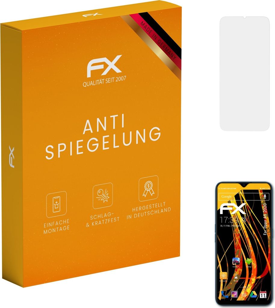 atFoliX FX-Antireflex 3x Schutzfolie kompatibel mit Oppo A5 2020 Displayfolie