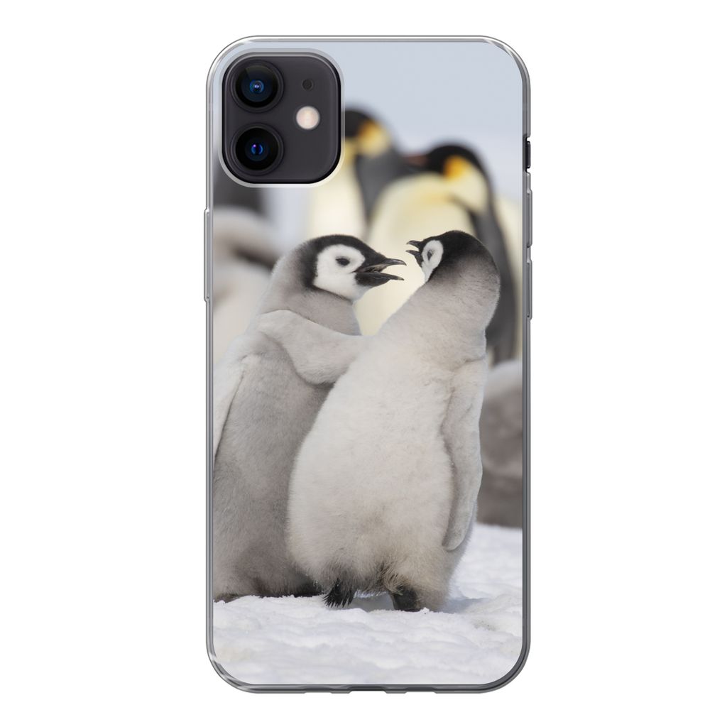 MuchoWow Handyhülle Schutzhülle Hülle für iPhone 12 mini Pinguine - Schnee - Tiere Silikon Softcase Handy Hülle - Bild