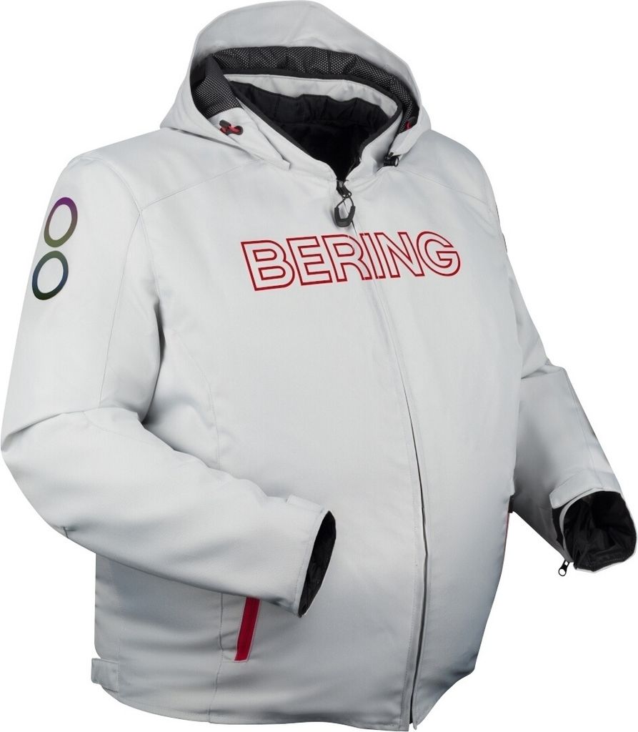 Bering Warwick King Size wasserdichte Motorrad Textiljacke, hellgrau/rot, L