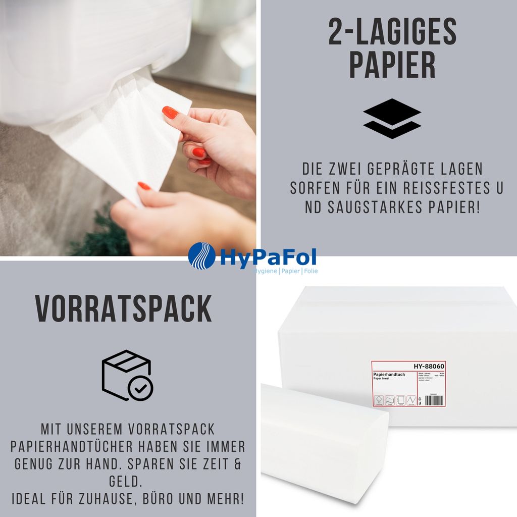 Hypafol Papierhandtücher 4000 Stück 2-lagig Recycling extra Produktbild 6