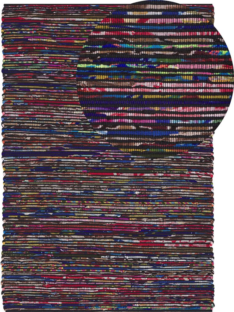 BELIANI Teppich Bunt Baumwolle 160 x 230 cm Kurzflor Gestreift Modern Handgewebt Rechteckig