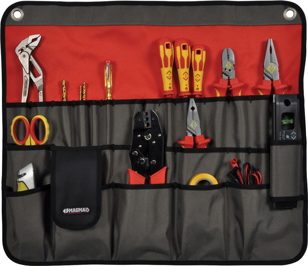 C.K Werkzeug Rolltasche Magma unbestückt mit 30 Taschen rot/ grau