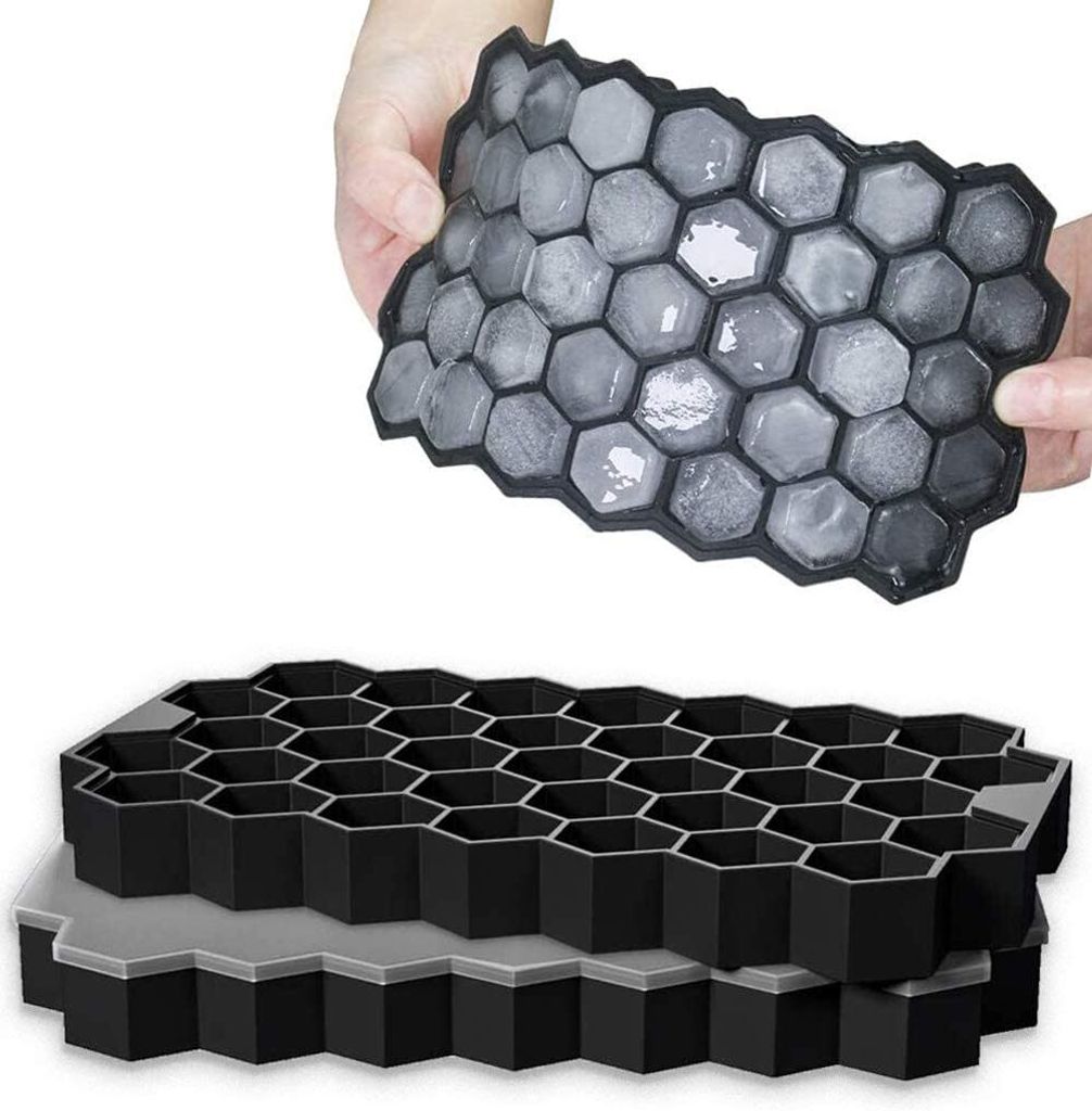 4 Stš¹ck Silikon-Eiswš¹rfelformen mit Deckel, 74 Bl?cke Eiswš¹rfelform, stapelbare Silikon-Eiswš¹rfelform, BPA-frei, geeignet fš¹r Babyna...