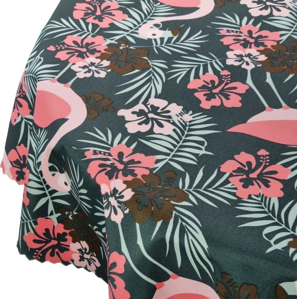 Rund Wasserdichte Tischdecke Gartentischdecke Wasserabweisend Wetterfest Garten Balkon Terrasse Rosa Pink Flamingos Durchmesser: Ø 150 cm