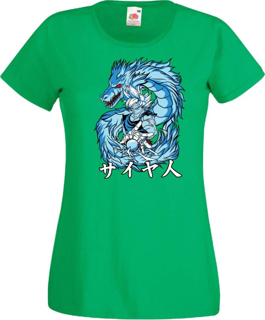 Damen T-Shirt Dragon Anime Manga Ball Z Goku Dragon Saiyan Var-003 Goku Dragon, Lady 2XL / Grün