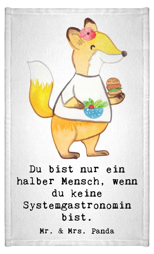 Mr. & Mrs. Panda Handtuch Systemgastronomin Herz - Weiß - Geschenk, Baumwollhandtuch, Kleines, Klein, gäste wc, Gästehandtuch Baumwolle