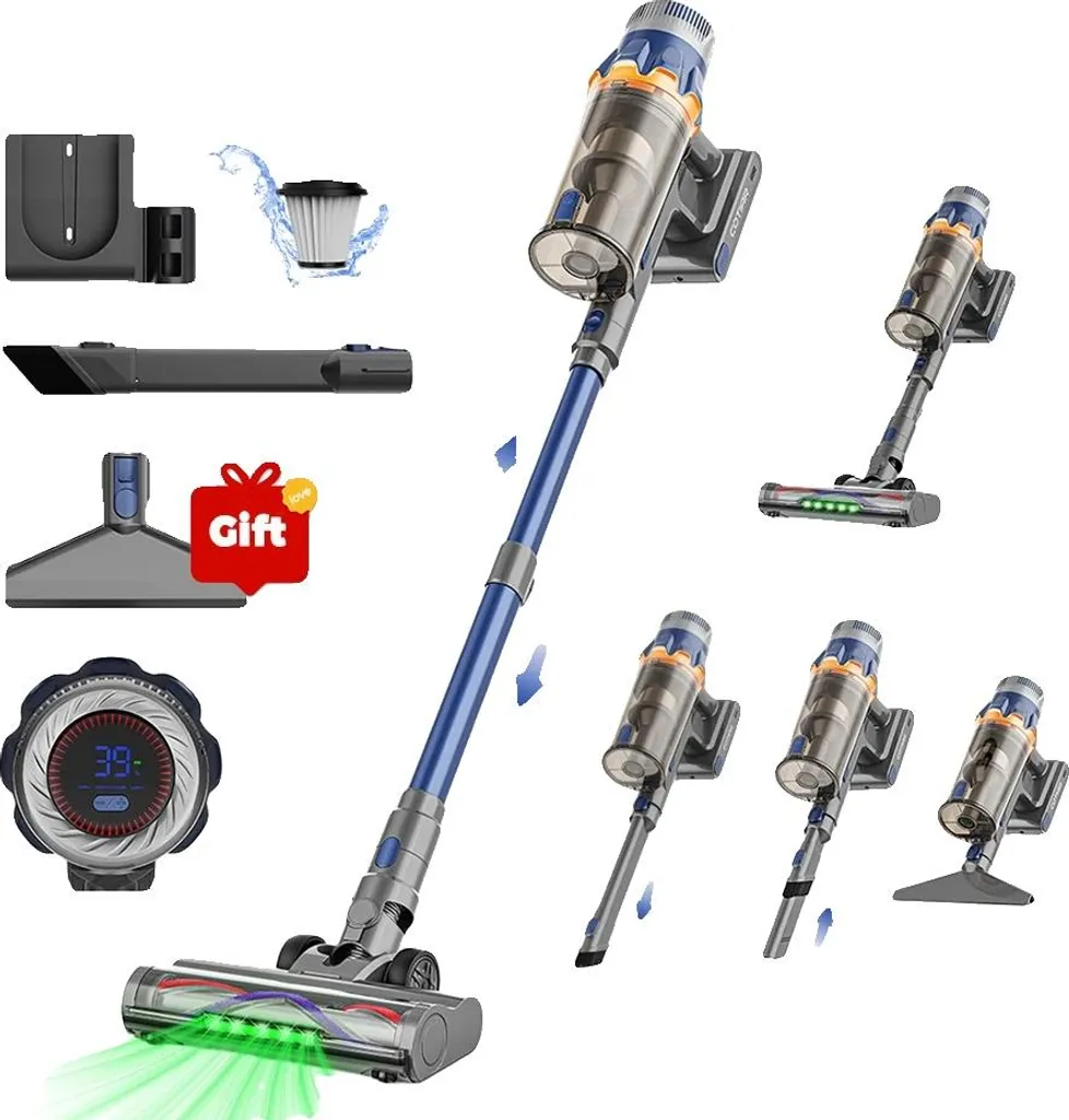 Aspirateur sans fil puissant contre allergènes avec filtre HEPA bleu