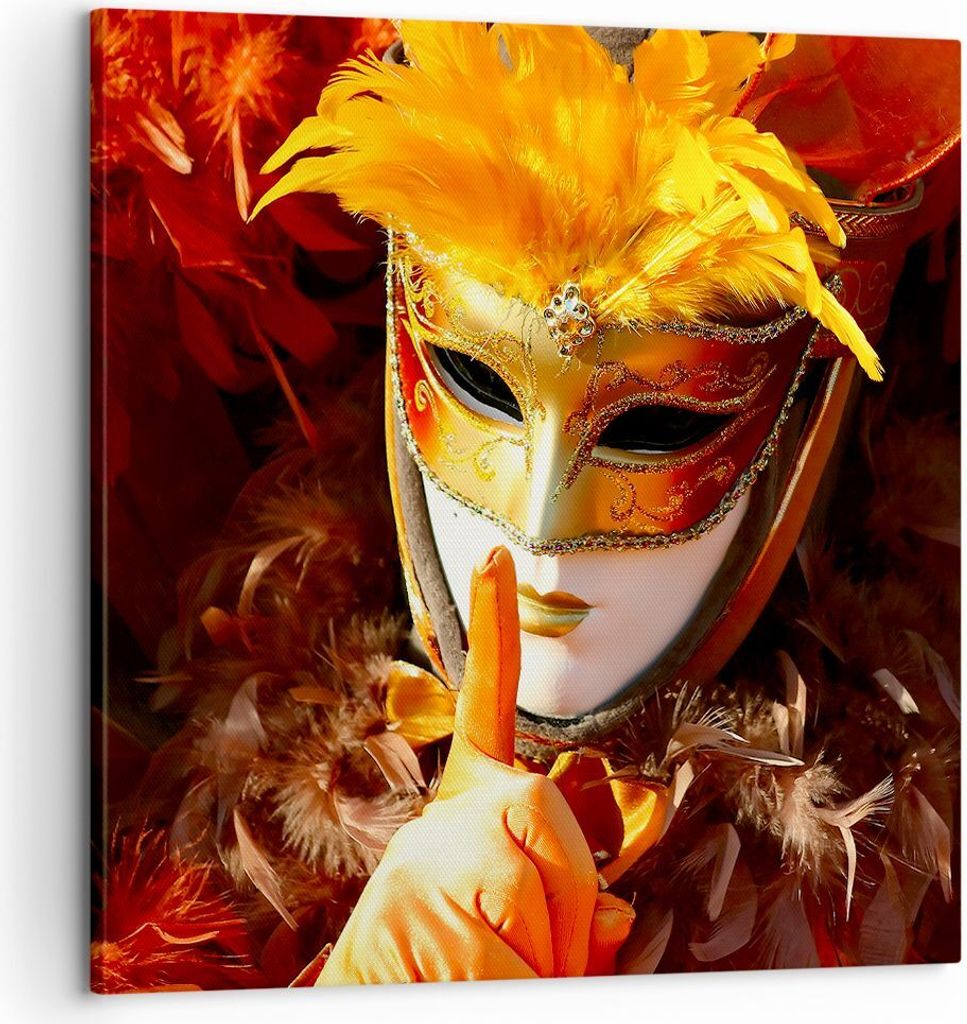 Bild auf Leinwand - Leinwandbild - Venezianische Maske bunt Karneval - 60x60cm - Wand Bild - Wanddeko - Leinwanddruck - Bilder - Kunstdruck - Leinw...