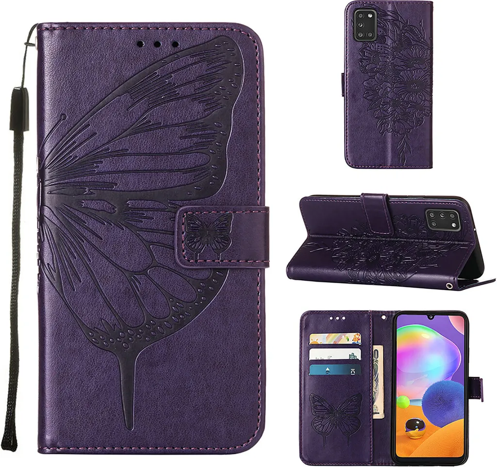 Custodia Samsung Galaxy A31 Butterfly: Cover Pelle Flip con Stand