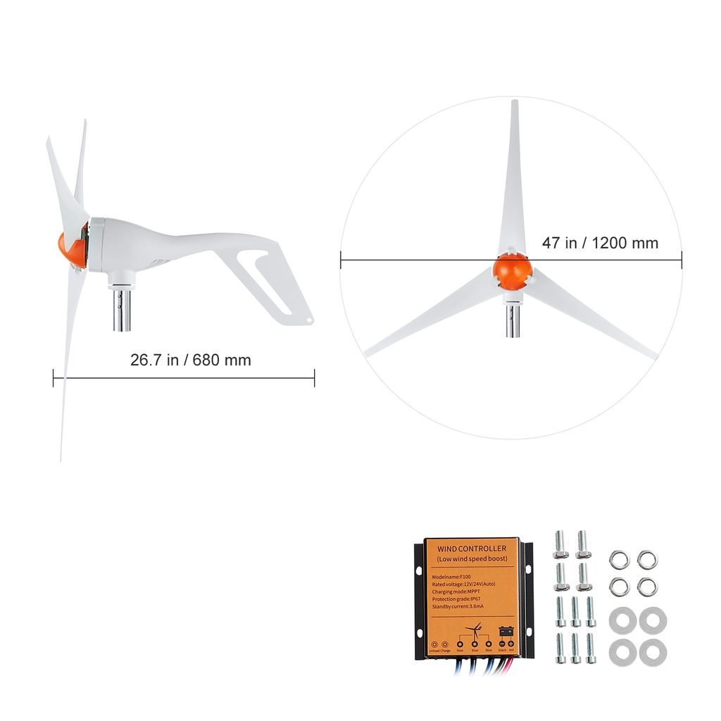 Turbina wiatrowa VEVOR 500 W 12 V 3-łopatowy generator Zdjęcie produktu 8