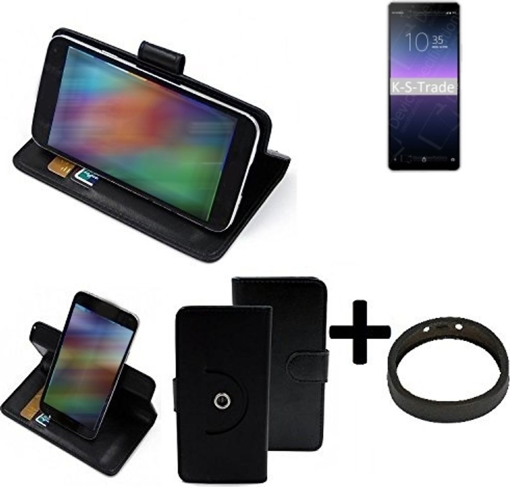 K-S-Trade Case Schutz Hülle kompatibel mit Sony Xperia 10 II + Bumper Handy Hülle Flipcase Smartphone Cover Handy Schutz Tasche Walletcase schwarz