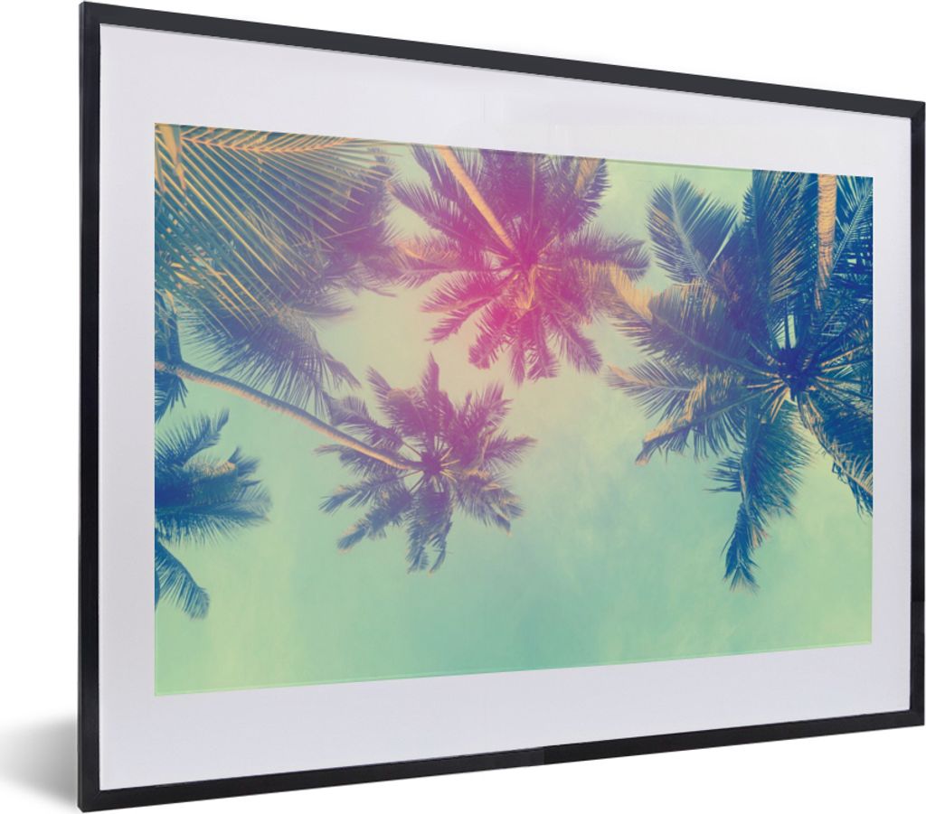 MuchoWow Gerahmtes Poster Palmen - Palmenblätter - Sommer - Tropisch 40x30 cm - Poster mit Schwarzem Bilderrahmen Wandposter Rahmen Foto Bilder ...