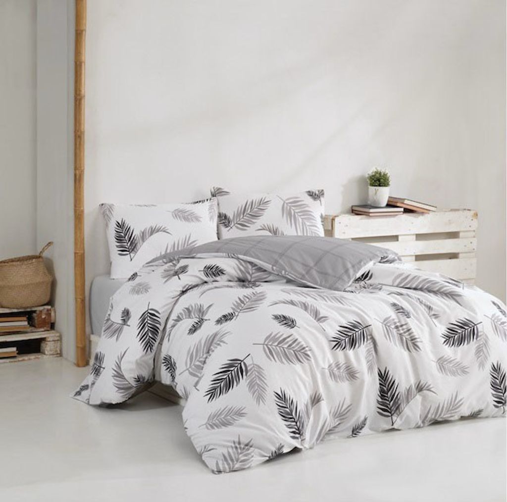 L'Essentiel Linge de Maison, Plume - Grey, Ranforce Einzelbettbezug-Set (FR), 100 % BAUMWOLLE RANFORCE, Grau, 140 x 200 cm