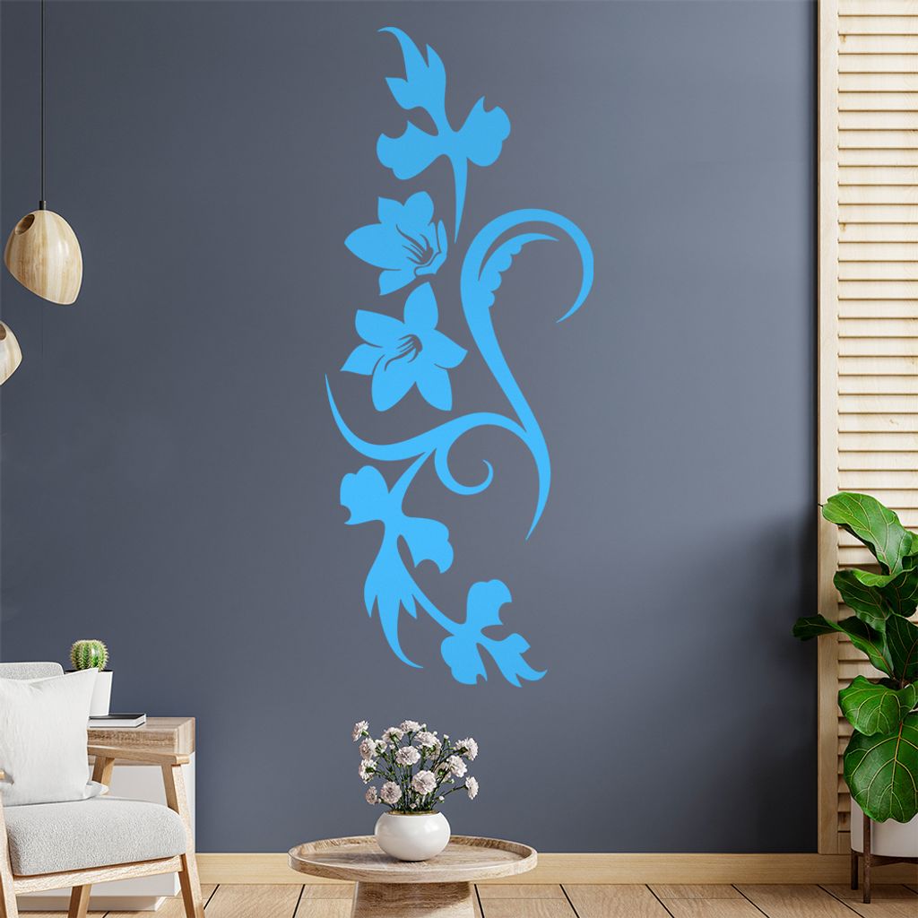 Blume - Linien Wandtattoo in 6 Größen - Wandaufkleber Wall Sticker - Dekoration, Küche, Wohnzimmer, Schlafzimmer, Badezimmer