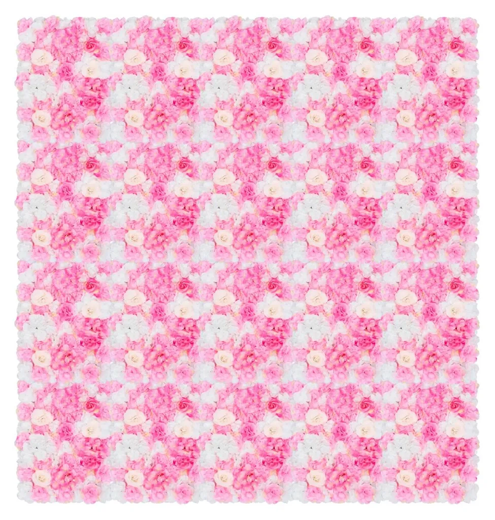 Décoration murale fleurs artificielles rose - 20 panneaux en soie DIY