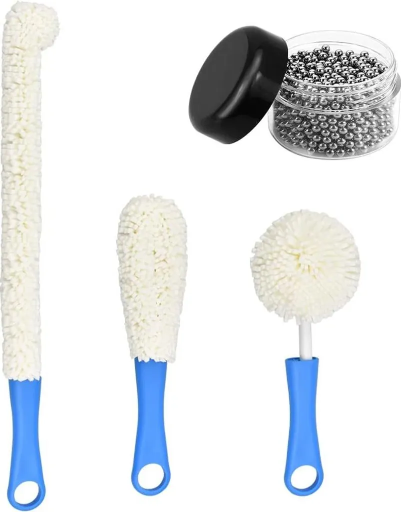 Goupillon de Nettoyage pour Bouteille et Carafe avec Billes Décapantes