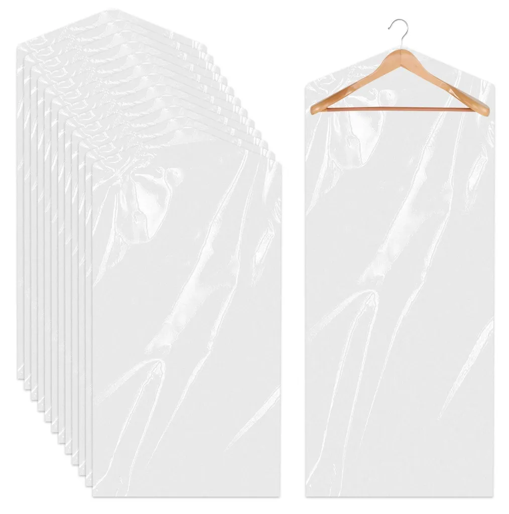 Lot de 12 housses de vêtements transparentes 60x150 cm pour penderie