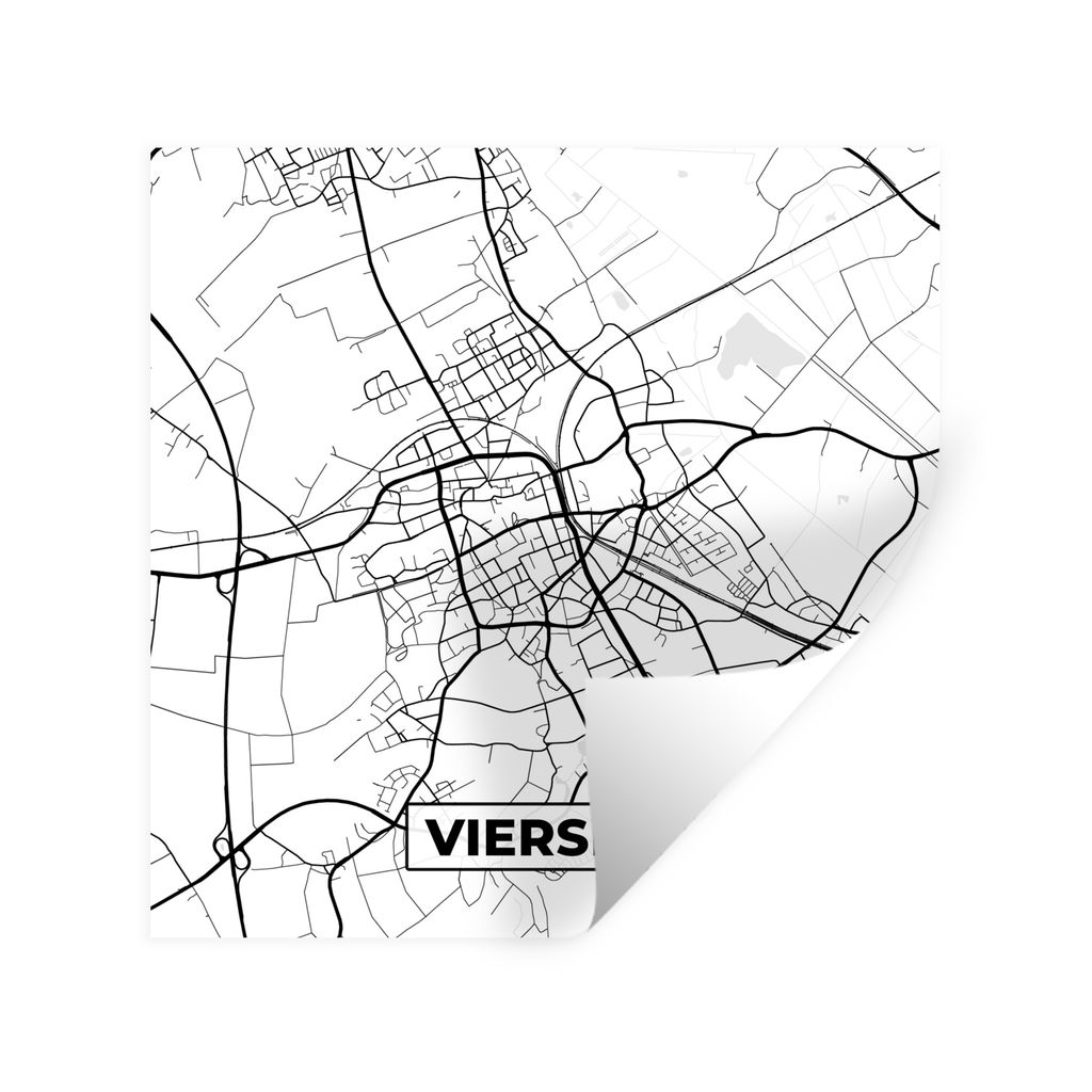 MuchoWow Wandtattoo Wandsticker Wandaufkleber Viersen - Karte - Stadtplan 100x100 cm Selbstklebend und Repositionierbar - Wierderverwendbar - Sel...