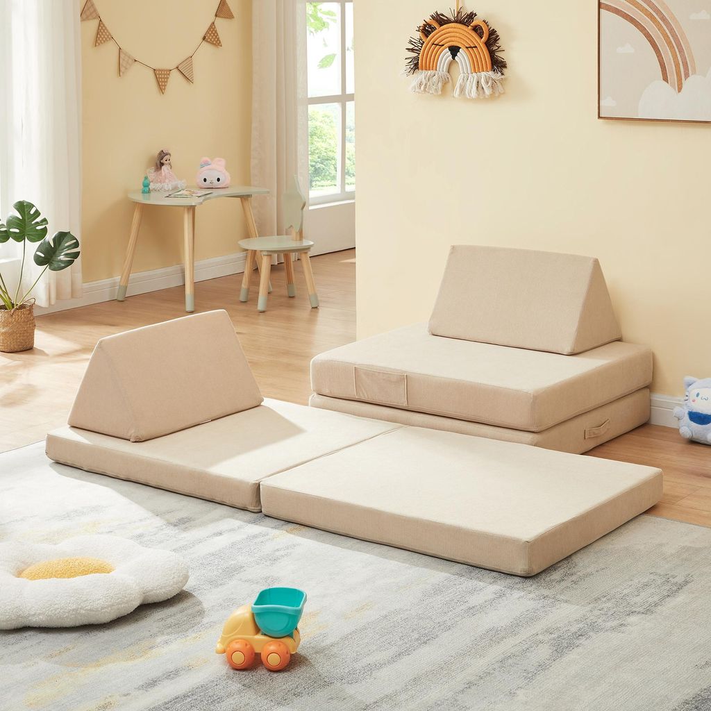 Spielsofa für Kinder 'Norhulta' 5-tlg. Schaumstoff 150 x 66 x 46 cm Cord Beige