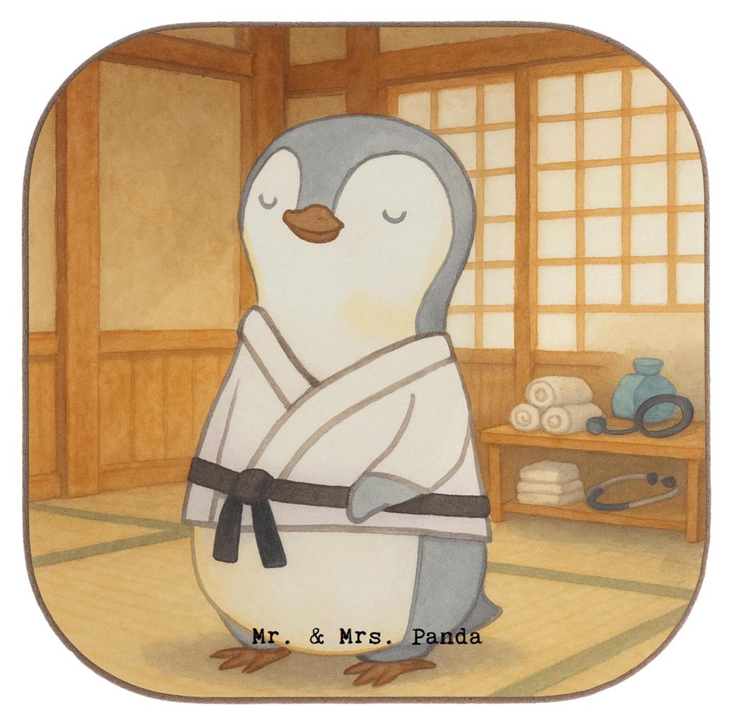 Mr. & Mrs. Panda Untersetzer für Gläser Pinguin Karate Design - Weiß - Geschenk, Kampfkunst, Tischuntersetzer, Verein, Kampfsportart, Coaster, g...