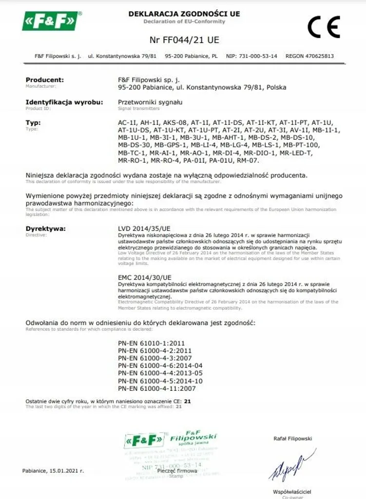 Transmetteur d'humidité haute précision MB-AHT-1 RS485 - 6
