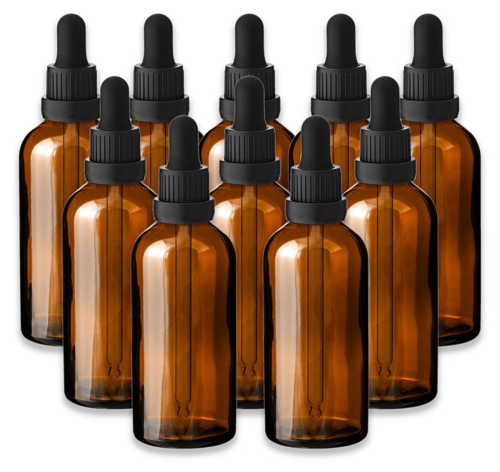 10x Braune Glasflasche 100 ml mit schwarzer Pipette leer Produktbild 