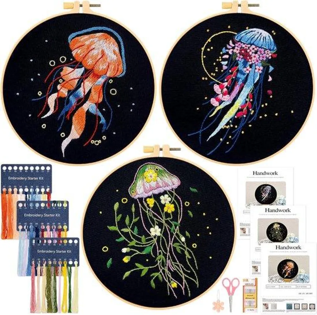 Kit broderie débutant complet 3 sets pour apprendre facilement le DIY